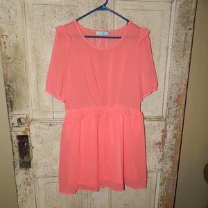 Karlie Elastic Waist Coral Dress Size Large (AA-22)